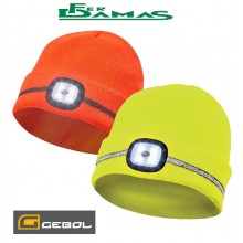 CAPPUCCIO / ZUCCOTTO GEBOL GIALLO / ARANCIO CON STRISCE RIFRANGENTI E LUCE LED INTEGRATA